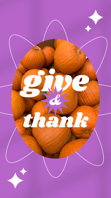 Thanksgiving Holiday Greeting with Ripe Pumpkins Instagram Story Šablona návrhu