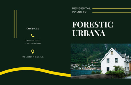 Ontwerpsjabloon van Brochure 11x17in Bi-fold van Modern wooncomplex tussen het bos