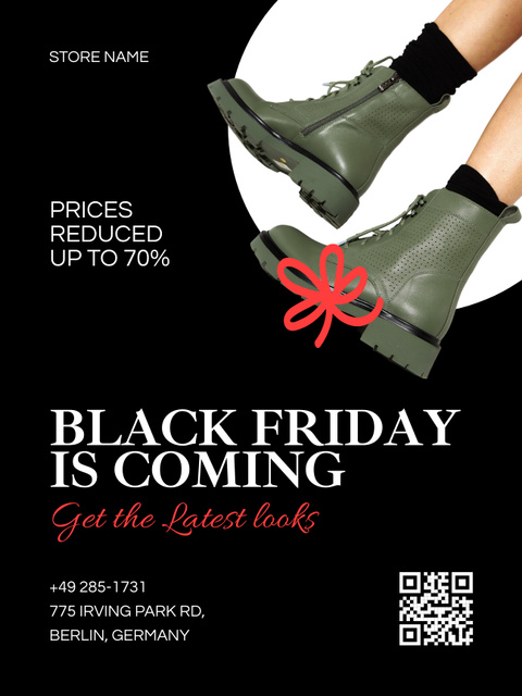 Designvorlage Boots Sale on Black Friday für Poster US