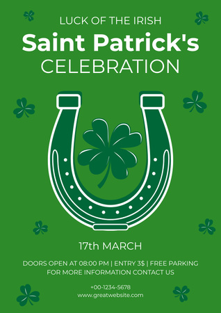 Horseshoe St. Patrick's Day Party Announcement Poster Design Template