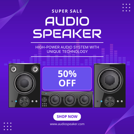 Ontwerpsjabloon van Instagram van Super Sale Aankondiging Audio Speakers