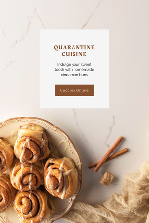 Plantilla de diseño de Tasty sweet cinnamon buns and Coffee Pinterest 