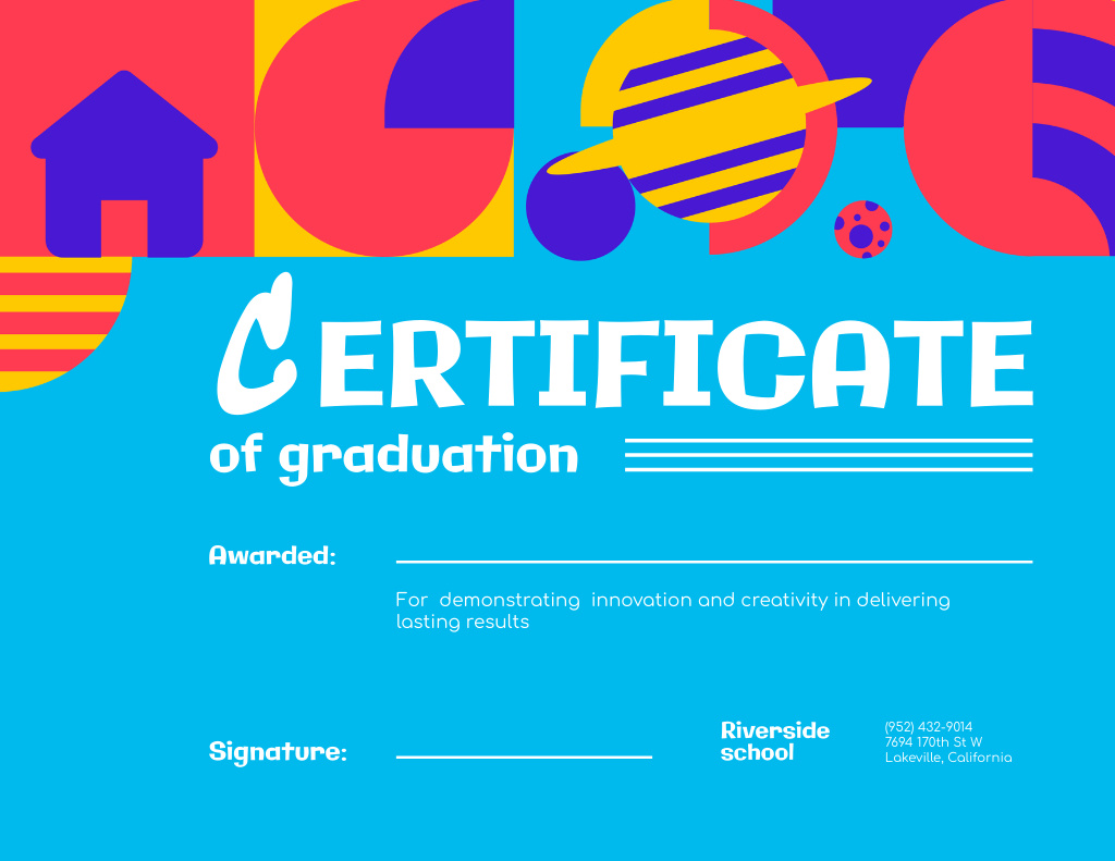 Award Of Graduation Course For Demonstrating Innovation During Education Certificate Πρότυπο σχεδίασης
