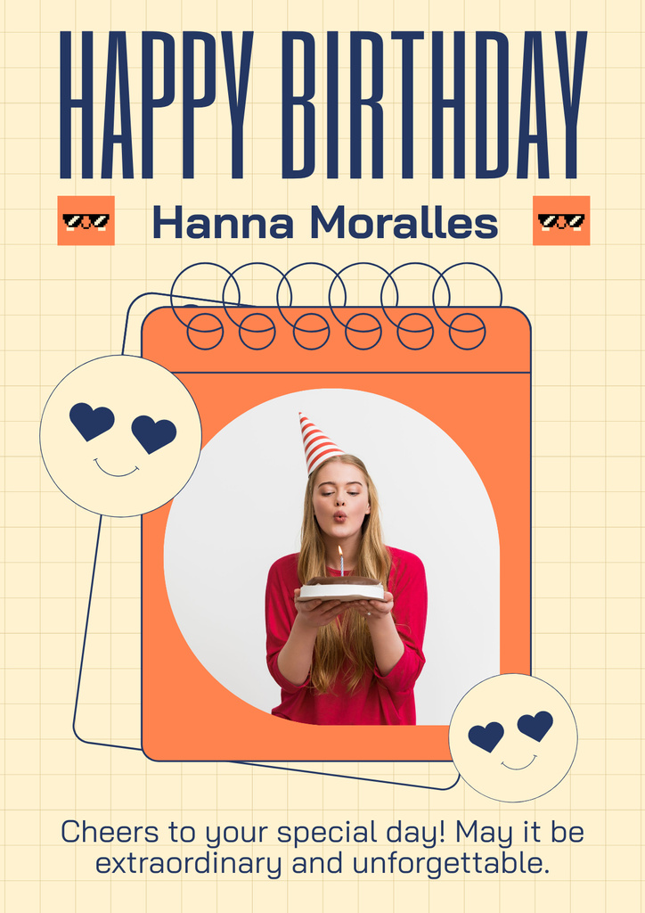 Happy Birthday Congratulations with Notepad Illustration Poster – шаблон для дизайна