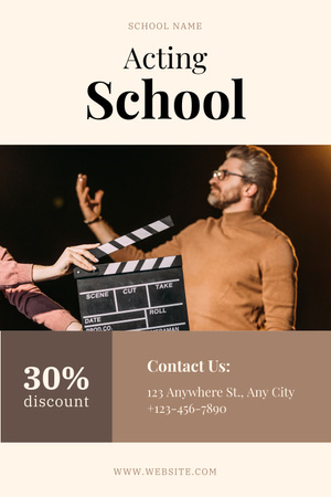 Offer Discounts on Courses at Acting School Pinterest Design Template