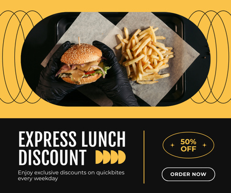 Oferta de Almoço Expresso no Restaurante Fast Casual Facebook Modelo de Design
