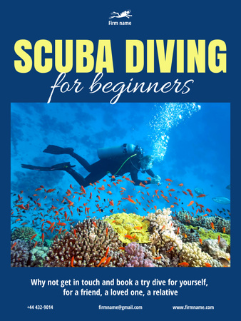 Scuba Diving Ad Poster 36x48in Modelo de Design