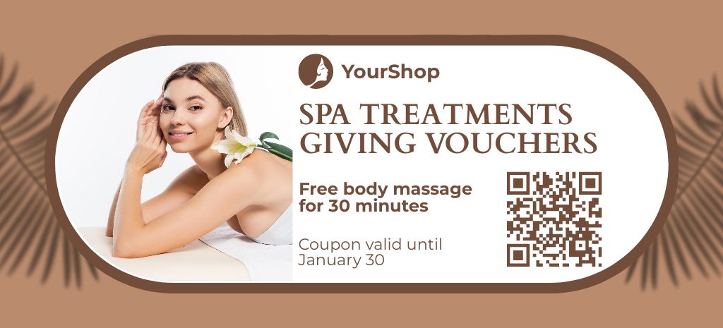 Body Massage Services at Luxury Spa Coupon 3.75x8.25in – шаблон для дизайна