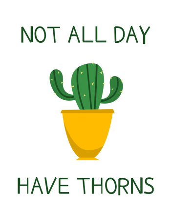Cute Phrase with Cactus T-Shirt Design Template