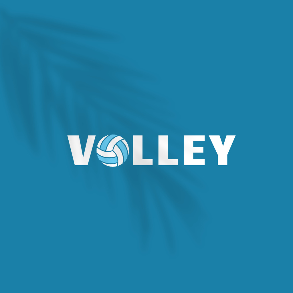 Emblem with Volleyball Ball in Blue Logo 1080x1080px Πρότυπο σχεδίασης