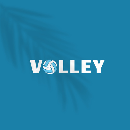 Emblem with Volleyball Ball in Blue Logo 1080x1080px – шаблон для дизайна
