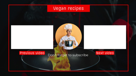 Plantilla de diseño de Chef cocinando platos veganos en el canal YouTube outro 