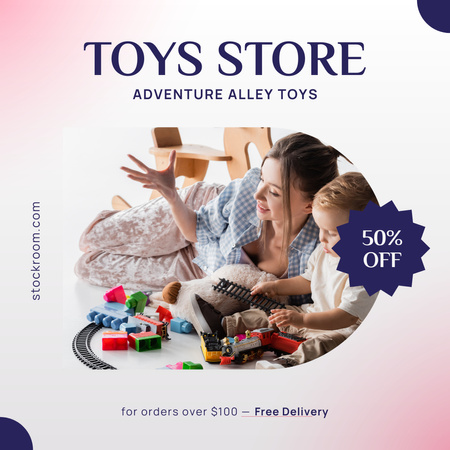 Shop Advertisement with Mom Playing with Baby Instagram Design Template