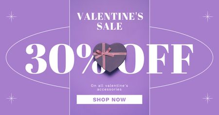 Plantilla de diseño de Anuncio de venta del día de San Valentín en lila Facebook AD 