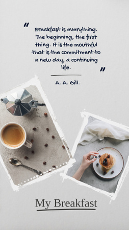 Modèle de visuel crêpes au café et aux bleuets pour le petit déjeuner - Instagram Story