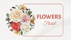Florist Services Ad with Bouquet of Roses on Ivory