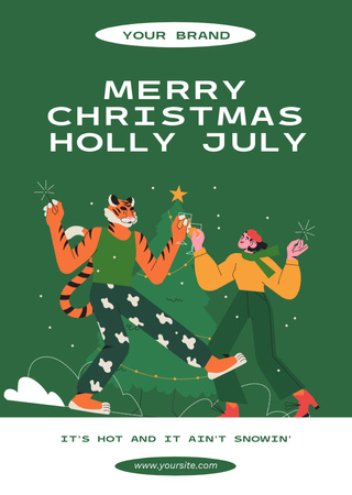 Christmas Advert in July with Yong Girl and Tiger Flyer A6 Design Template