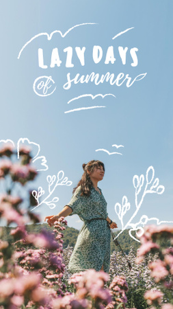 Summer Inspiration with Girl in Flower Field Instagram Story Design Template