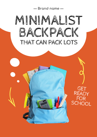Back to School Offer of Minimalistic Backpacks Poster Design Template