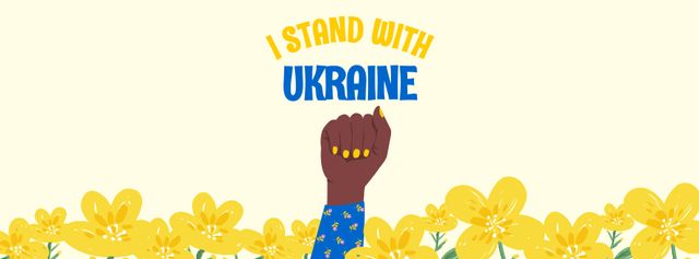 Black Woman standing with Ukraine Facebook cover – шаблон для дизайна