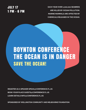 Announcement of Environmental Conference on Ocean Problems Poster 22x28in Design Template