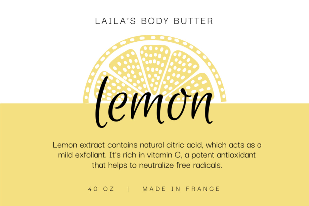 Template di design Awesome Body Butter With Lemon Extract Offer Label