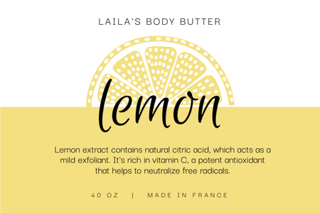 Platilla de diseño Awesome Body Butter With Lemon Extract Offer Label
