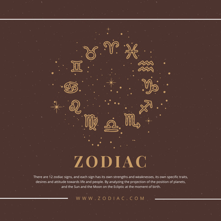 Designvorlage Astrological Zodiac Signs Cirlce in Brown für Instagram
