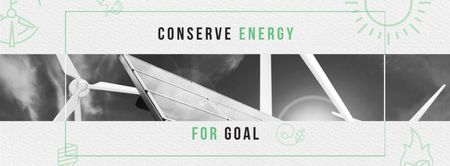 Plantilla de diseño de Turbinas eólicas y paneles solares de energía verde Facebook cover 