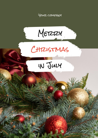 Merry Christmas in July Greeting Postcard 5x7in Vertical Design Template