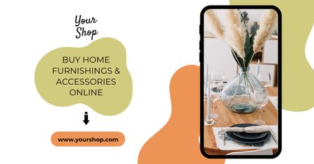 Home Decor And Furnishings Online Offer In Application Facebook AD Design Template