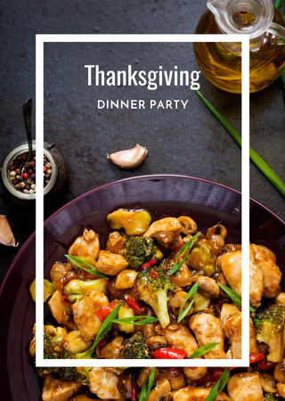 Platilla de diseño Roasted Turkey for Thanksgiving Dinner Party Flyer A6