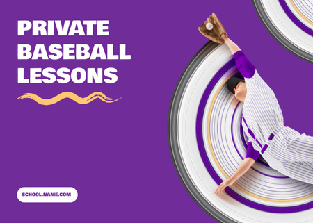 Private Baseball Lessons Ad Postcard 5x7in Design Template