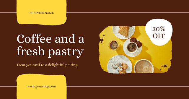 Template di design Sweet Pastries And Rich Coffee At Reduced Price Facebook AD