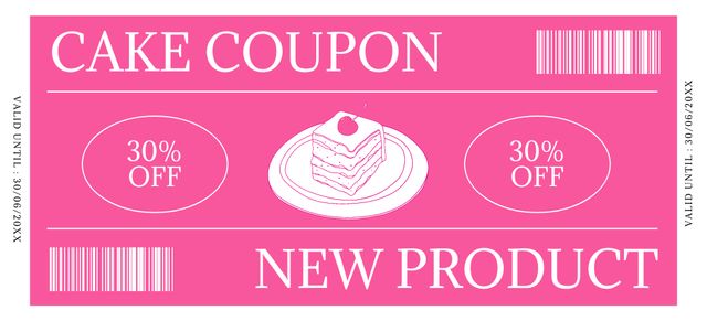 Cake Voucher on Bright Pink Coupon 3.75x8.25in Design Template