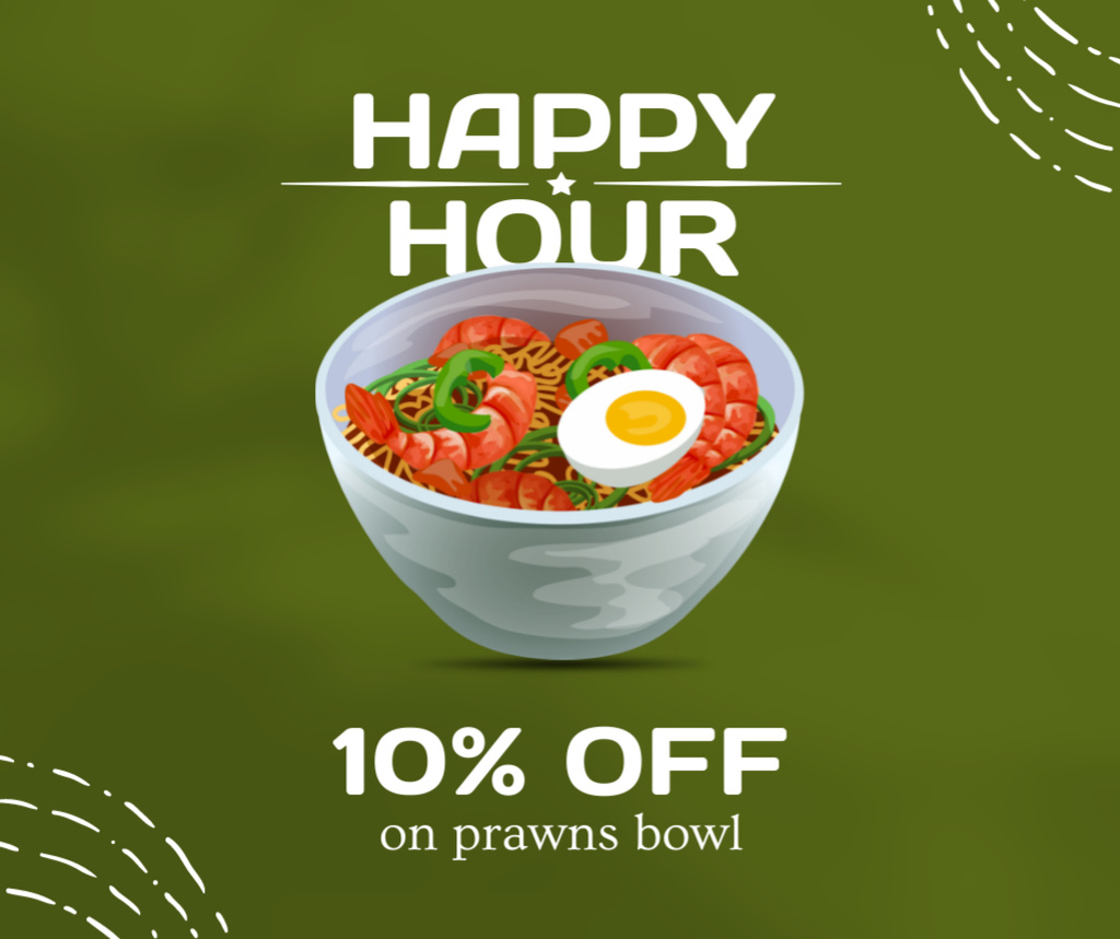 Plantilla de diseño de Happy Hour on Prawns Bowl Facebook 