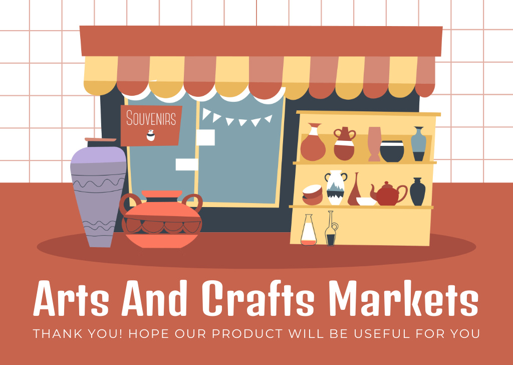 Arts And Crafts Markets Announcement Card Modelo de Design