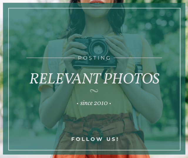 Template di design Photo blog ad Woman with Vintage Camera Facebook