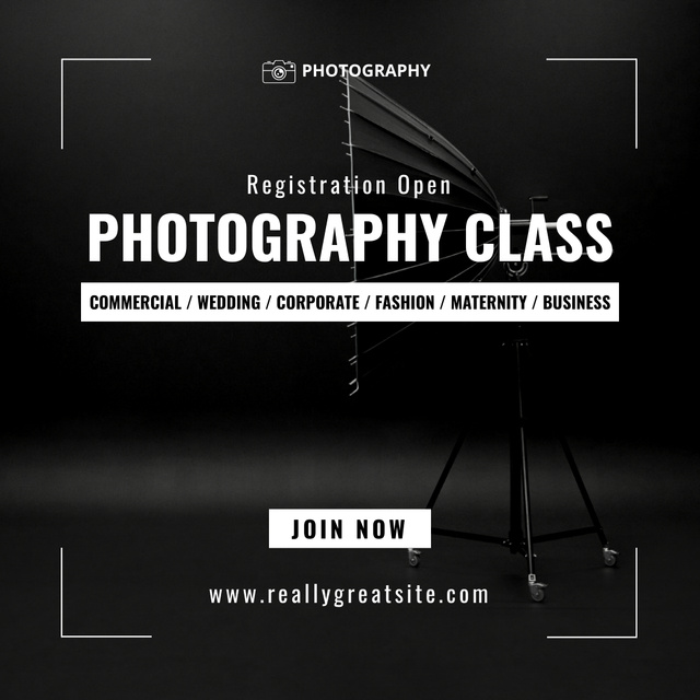 Designvorlage Photography Classes Announcement für Instagram