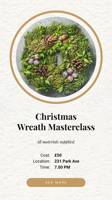 Decorative Christmas wreath Instagram Story – шаблон для дизайна