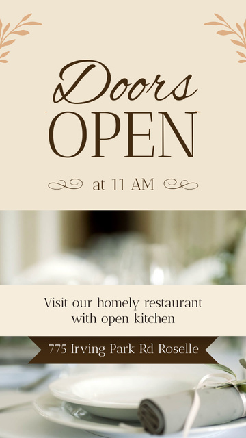Elegant Restaurant With Open Kitchen Grand Opening Instagram Video Story – шаблон для дизайна