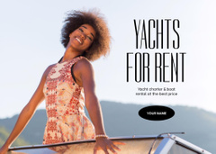 Yacht Rent Offer with Young Woman on Boat