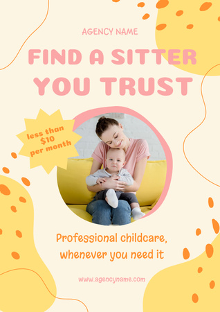 Designvorlage Babysitting Services Offer für Poster