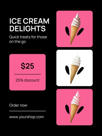 Sweet Ice Cream Delights Offer Poster US Design Template
