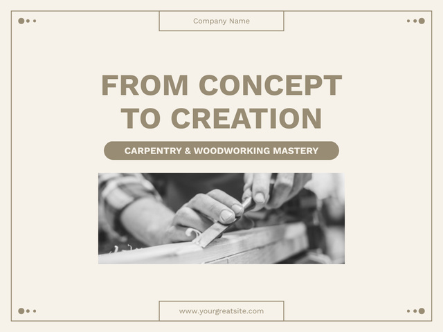 Carpentry and Woodworking Mastery Tips on Grey Presentation tervezősablon