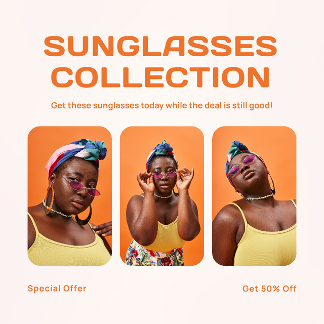 Sunglasses Sale with Artistic African American Woman Instagram – шаблон для дизайну