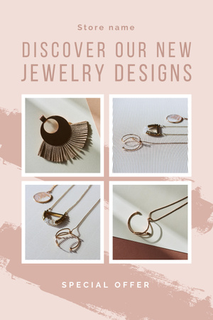 Designvorlage Collage with Beautiful Jewelry Offer für Pinterest