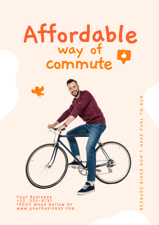 Designvorlage Handsome Man on Personal Bike für Poster