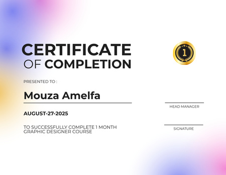 Designvorlage Award of Completion Graphic Design Course für Certificate
