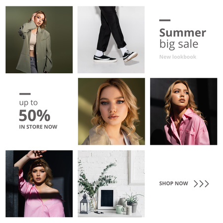Fashion Sale with Attractive Woman Instagram Design Template
